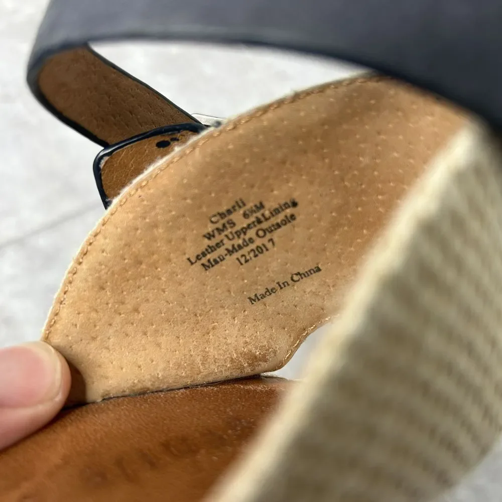 gentle souls Navy Espadrille Wedge Sandals